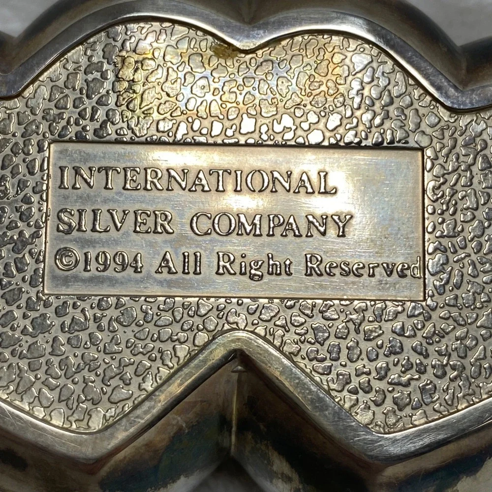 International Silver Company Trinket Box Floral Silverplate‎ Vintage Jewelry